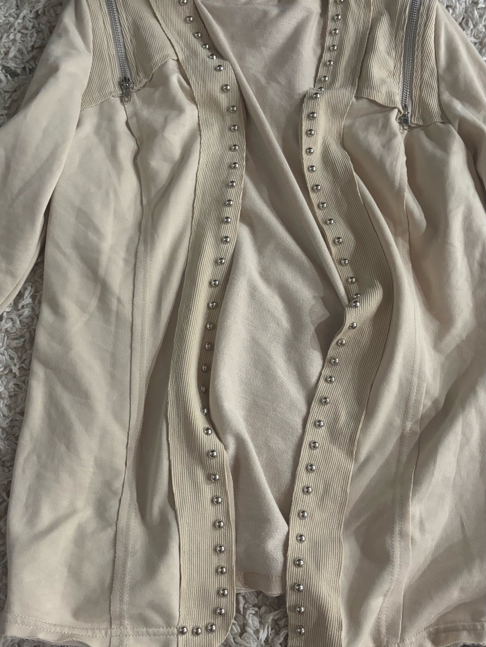 Vocal Cream Stud-Trim Bomber Jacket